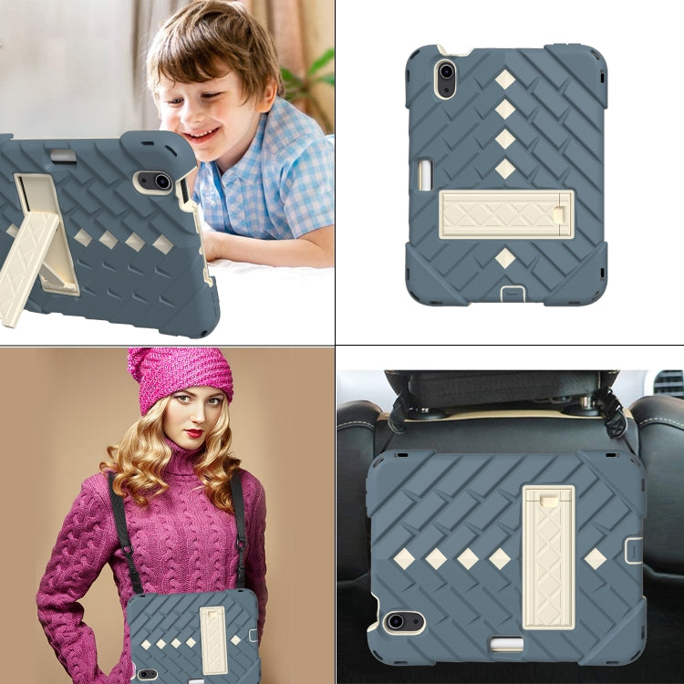 For iPad mini 6 Shockproof Rhombus Robot PC + Silicone Protective Tablet Case with Holder & Shoulder Strap