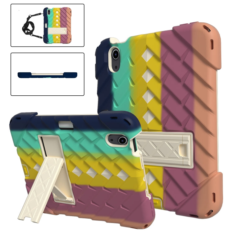 For iPad mini 6 Shockproof Rhombus Robot PC + Silicone Protective Tablet Case with Holder & Shoulder Strap