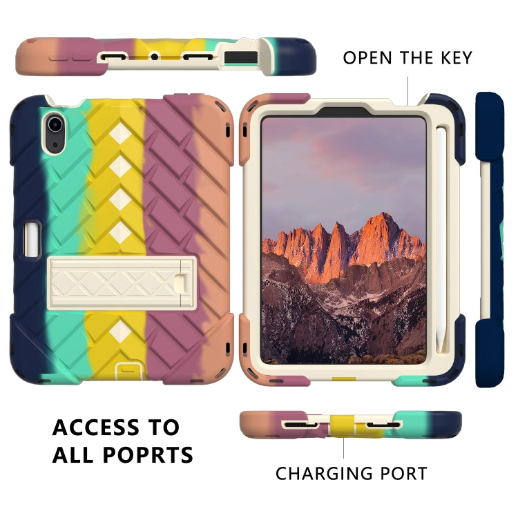 For iPad mini 6 Shockproof Rhombus Robot PC + Silicone Protective Tablet Case with Holder & Shoulder Strap