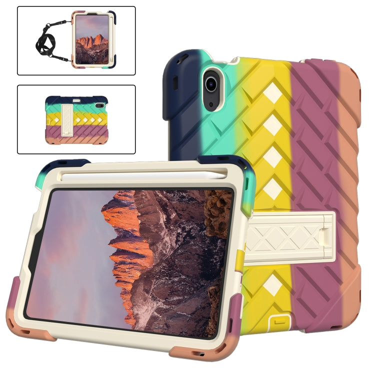 For iPad mini 6 Shockproof Rhombus Robot PC + Silicone Protective Tablet Case with Holder & Shoulder Strap
