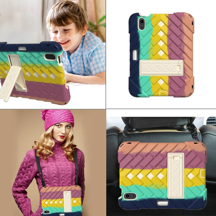 For iPad mini 6 Shockproof Rhombus Robot PC + Silicone Protective Tablet Case with Holder & Shoulder Strap