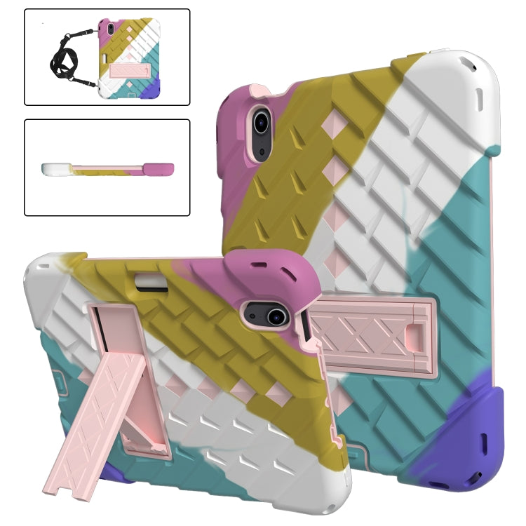 For iPad mini 6 Shockproof Rhombus Robot PC + Silicone Protective Tablet Case with Holder & Shoulder Strap