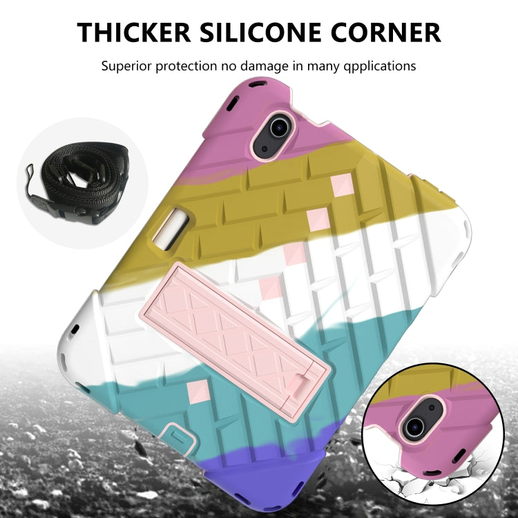 For iPad mini 6 Shockproof Rhombus Robot PC + Silicone Protective Tablet Case with Holder & Shoulder Strap