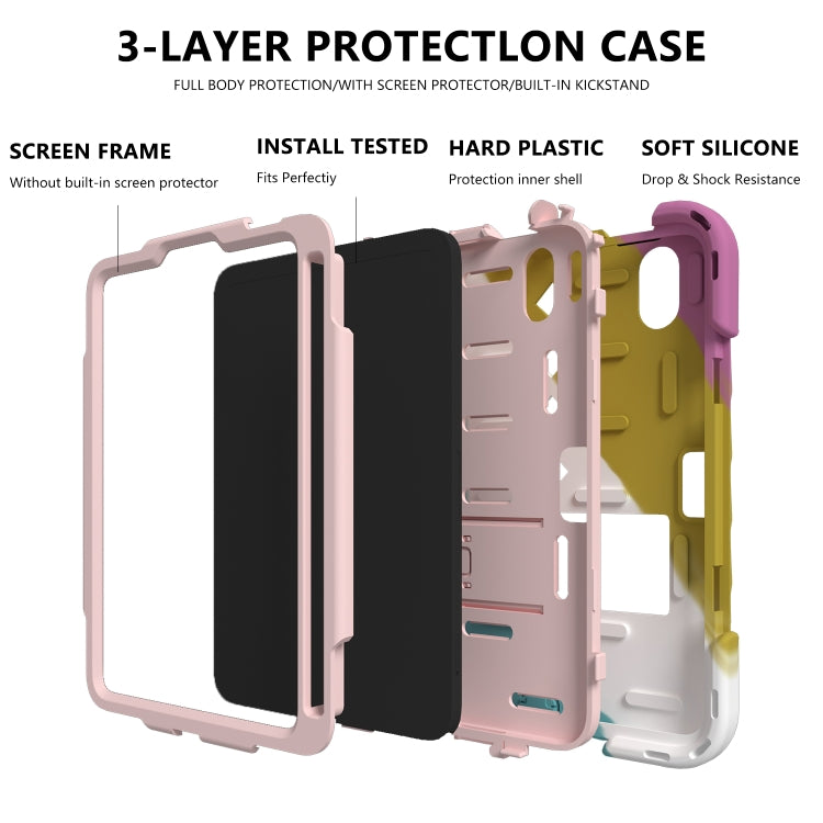 For iPad mini 6 Shockproof Rhombus Robot PC + Silicone Protective Tablet Case with Holder & Shoulder Strap