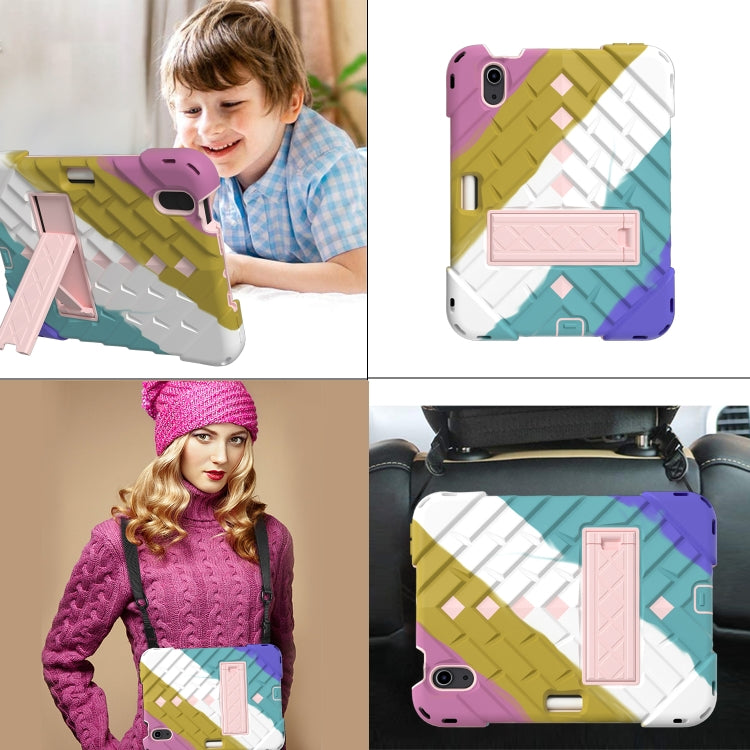For iPad mini 6 Shockproof Rhombus Robot PC + Silicone Protective Tablet Case with Holder & Shoulder Strap