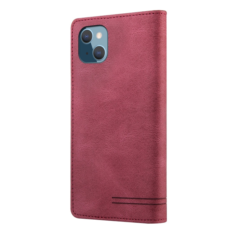 For iPhone 13 mini Skin Feel Anti-theft Brush Horizontal Flip Leather Case with Holder & Card Slots & Wallet