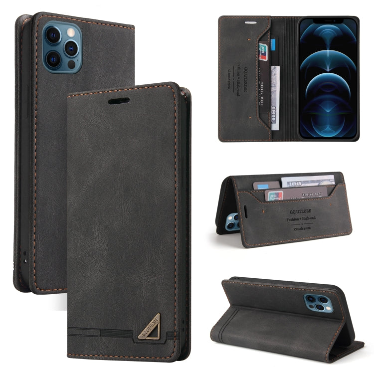 For iPhone 12 Pro Max Skin Feel Anti-theft Brush Horizontal Flip Leather Case with Holder & Card Slots & Wallet