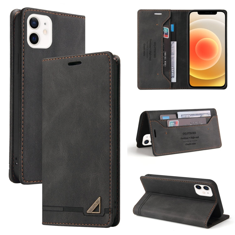 For iPhone 12 / 12 Pro Skin Feel Anti-theft Brush Horizontal Flip Leather Case with Holder & Card Slots & Wallet
