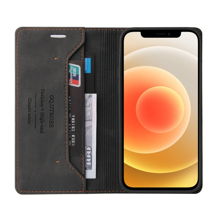 For iPhone 12 / 12 Pro Skin Feel Anti-theft Brush Horizontal Flip Leather Case with Holder & Card Slots & Wallet