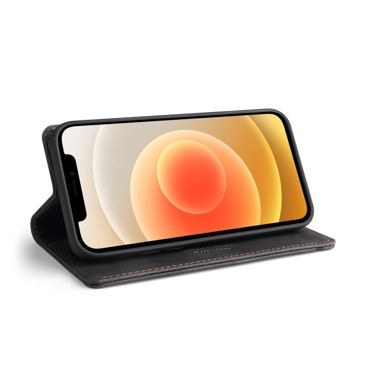 For iPhone 12 / 12 Pro Skin Feel Anti-theft Brush Horizontal Flip Leather Case with Holder & Card Slots & Wallet