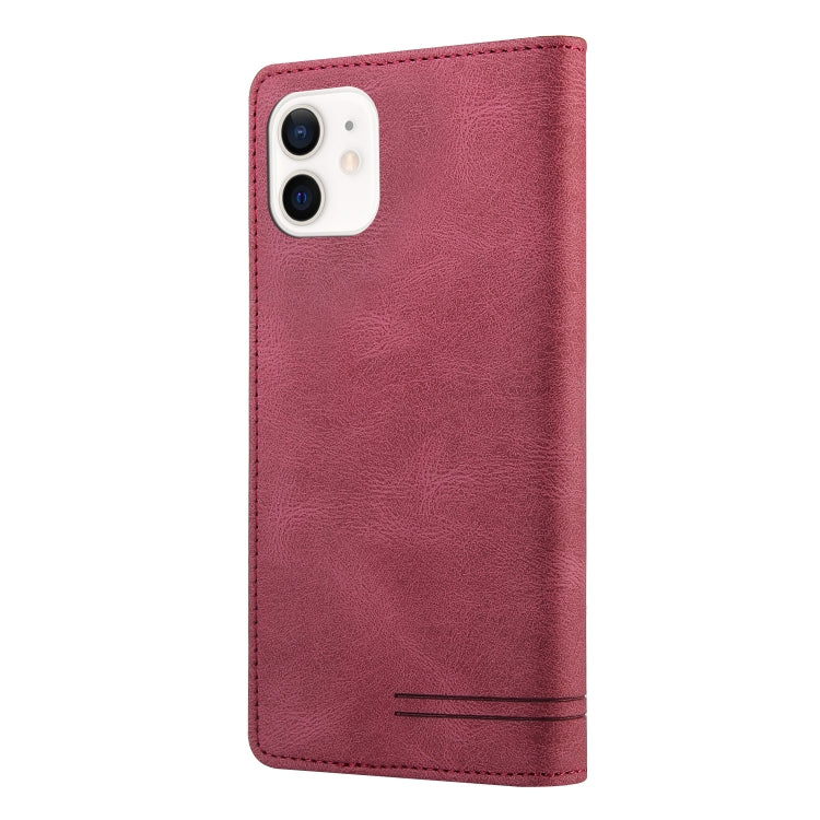 For iPhone 12 / 12 Pro Skin Feel Anti-theft Brush Horizontal Flip Leather Case with Holder & Card Slots & Wallet