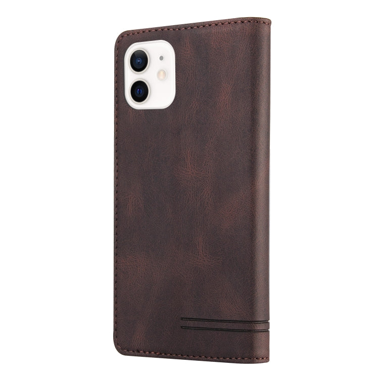 For iPhone 12 / 12 Pro Skin Feel Anti-theft Brush Horizontal Flip Leather Case with Holder & Card Slots & Wallet