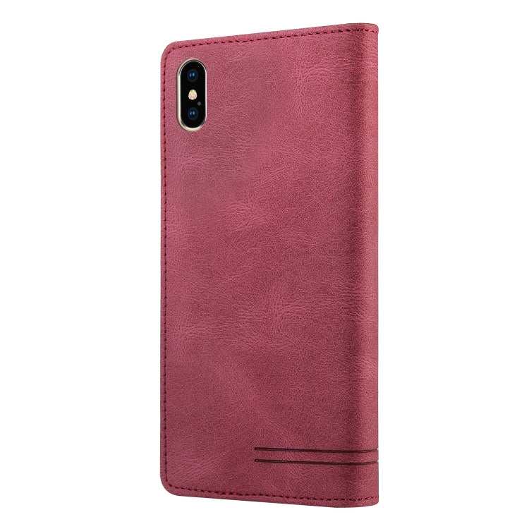 For iPhone X / XS Skin Feel Anti-theft Brush Horizontal Flip Leather Case with Holder & Card Slots & Wallet