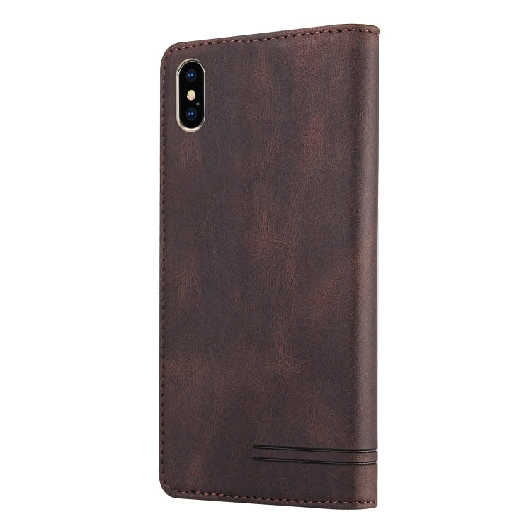 For iPhone X / XS Skin Feel Anti-theft Brush Horizontal Flip Leather Case with Holder & Card Slots & Wallet