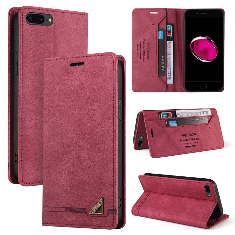 Skin Feel Anti-theft Brush Horizontal Flip Leather Case with Holder & Card Slots & Wallet For iPhone 8 Plus & 7 Plus