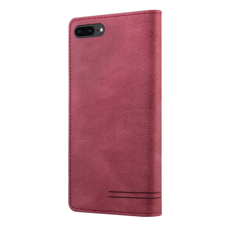 Skin Feel Anti-theft Brush Horizontal Flip Leather Case with Holder & Card Slots & Wallet For iPhone 8 Plus & 7 Plus