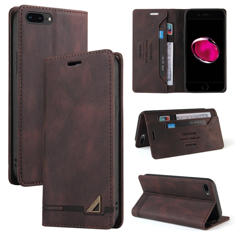 Skin Feel Anti-theft Brush Horizontal Flip Leather Case with Holder & Card Slots & Wallet For iPhone 8 Plus & 7 Plus