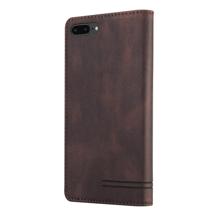Skin Feel Anti-theft Brush Horizontal Flip Leather Case with Holder & Card Slots & Wallet For iPhone 8 Plus & 7 Plus