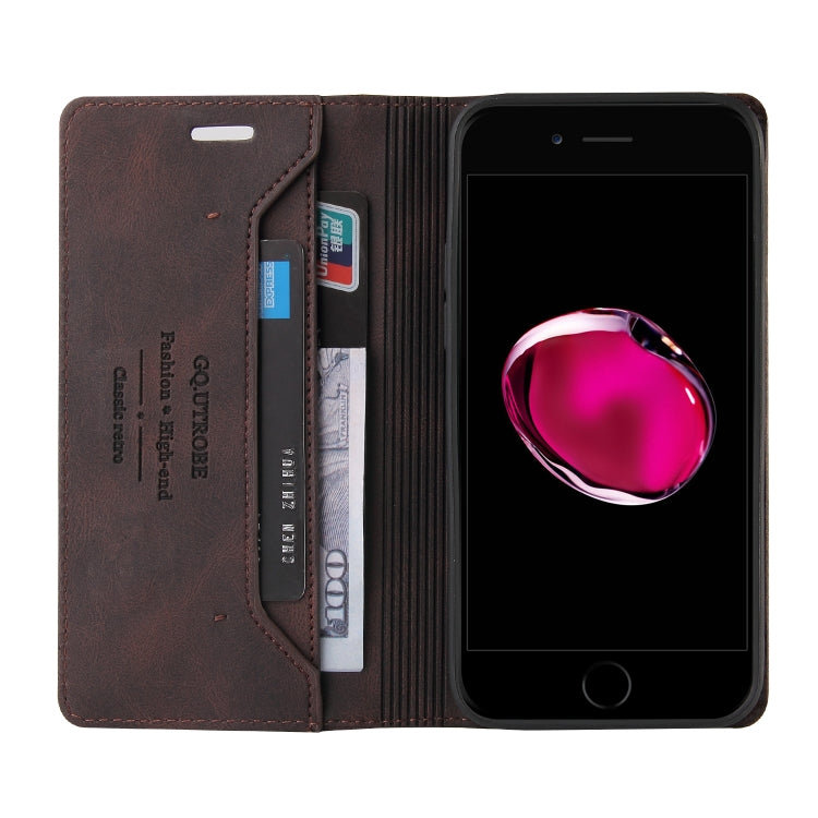 Skin Feel Anti-theft Brush Horizontal Flip Leather Case with Holder & Card Slots & Wallet For iPhone 8 Plus & 7 Plus