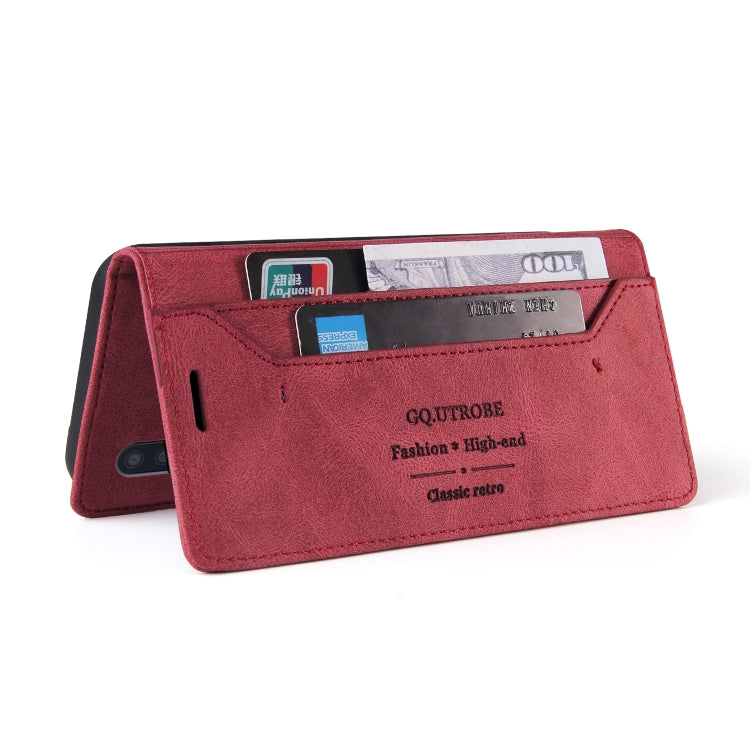 For Samsung Galaxy A01 Skin Feel Anti-theft Brush Horizontal Flip Leather Case with Holder & Card Slots & Wallet