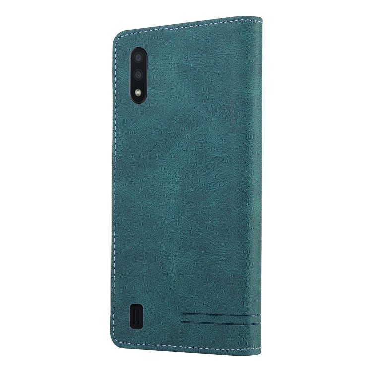 For Samsung Galaxy A01 Skin Feel Anti-theft Brush Horizontal Flip Leather Case with Holder & Card Slots & Wallet
