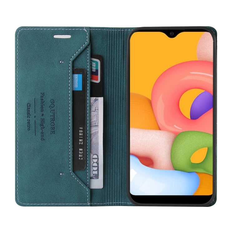 For Samsung Galaxy A01 Skin Feel Anti-theft Brush Horizontal Flip Leather Case with Holder & Card Slots & Wallet