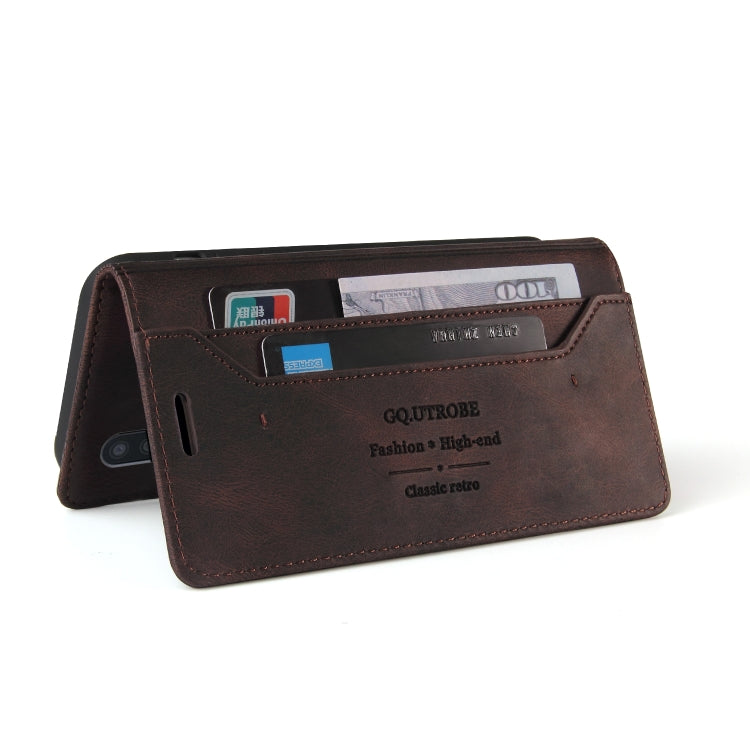 For Samsung Galaxy A01 Skin Feel Anti-theft Brush Horizontal Flip Leather Case with Holder & Card Slots & Wallet