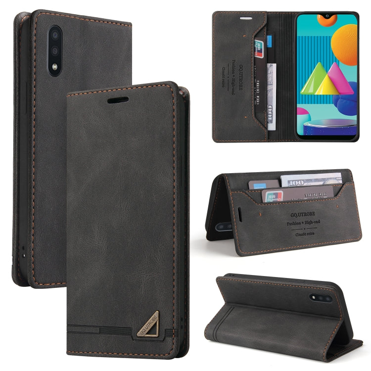 For Samsung Galaxy A02 Skin Feel Anti-theft Brush Horizontal Flip Leather Case with Holder & Card Slots & Wallet