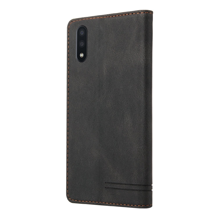For Samsung Galaxy A02 Skin Feel Anti-theft Brush Horizontal Flip Leather Case with Holder & Card Slots & Wallet