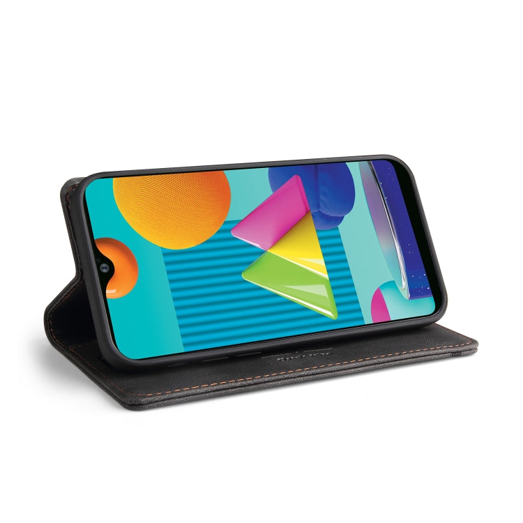 For Samsung Galaxy A02 Skin Feel Anti-theft Brush Horizontal Flip Leather Case with Holder & Card Slots & Wallet