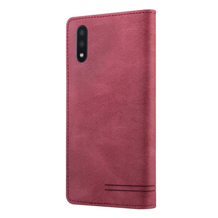 For Samsung Galaxy A02 Skin Feel Anti-theft Brush Horizontal Flip Leather Case with Holder & Card Slots & Wallet