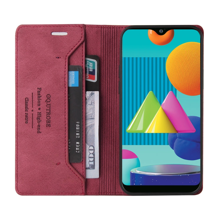 For Samsung Galaxy A02 Skin Feel Anti-theft Brush Horizontal Flip Leather Case with Holder & Card Slots & Wallet