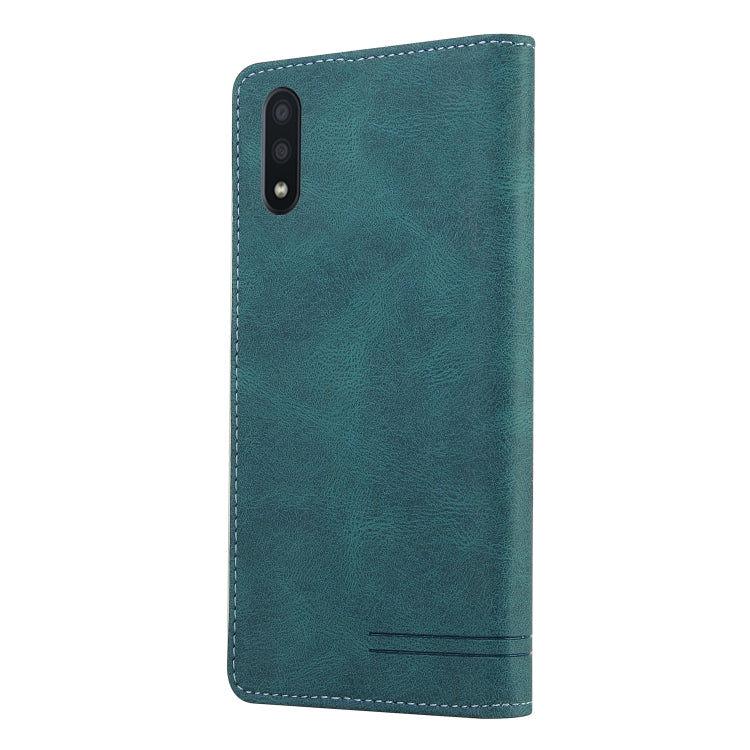 For Samsung Galaxy A02 Skin Feel Anti-theft Brush Horizontal Flip Leather Case with Holder & Card Slots & Wallet