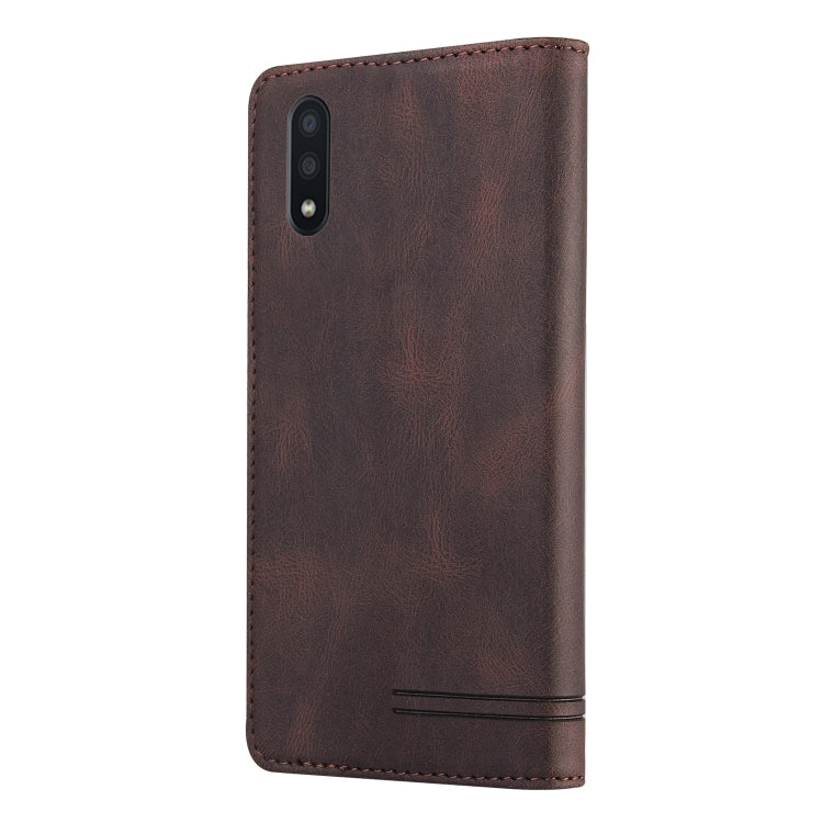 For Samsung Galaxy A02 Skin Feel Anti-theft Brush Horizontal Flip Leather Case with Holder & Card Slots & Wallet
