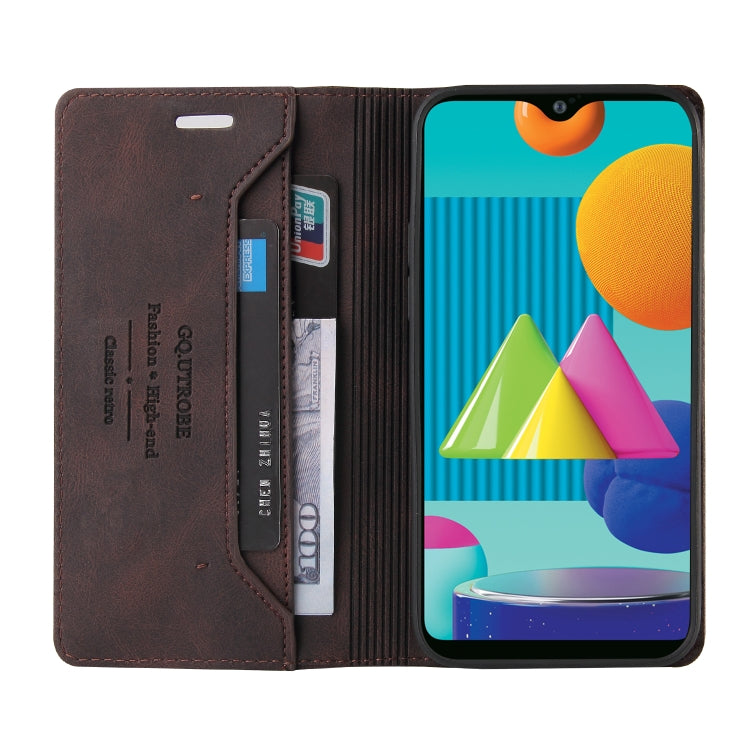 For Samsung Galaxy A02 Skin Feel Anti-theft Brush Horizontal Flip Leather Case with Holder & Card Slots & Wallet