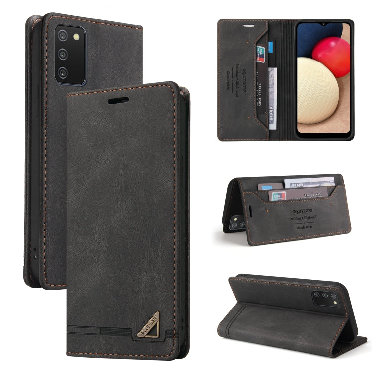 For Samsung Galaxy A02s EU Edition Skin Feel Anti-theft Brush Horizontal Flip Leather Case with Holder & Card Slots & Wallet