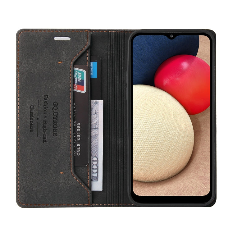 For Samsung Galaxy A02s EU Edition Skin Feel Anti-theft Brush Horizontal Flip Leather Case with Holder & Card Slots & Wallet