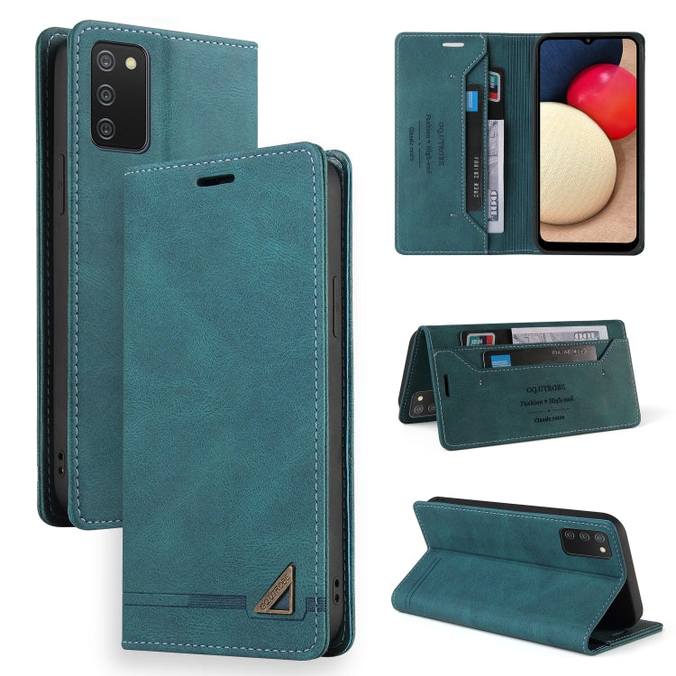 For Samsung Galaxy A02s EU Edition Skin Feel Anti-theft Brush Horizontal Flip Leather Case with Holder & Card Slots & Wallet