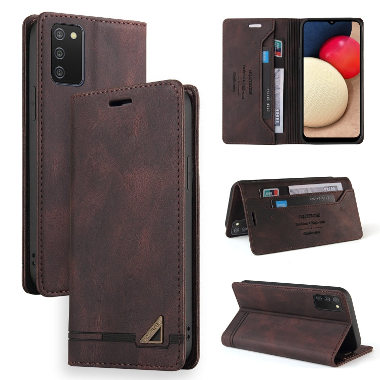 For Samsung Galaxy A02s EU Edition Skin Feel Anti-theft Brush Horizontal Flip Leather Case with Holder & Card Slots & Wallet