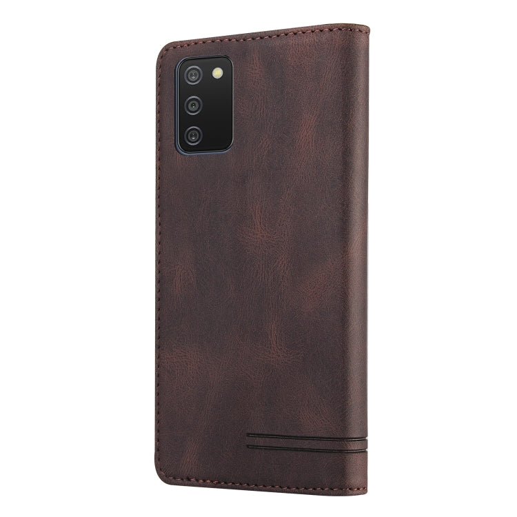 For Samsung Galaxy A02s EU Edition Skin Feel Anti-theft Brush Horizontal Flip Leather Case with Holder & Card Slots & Wallet