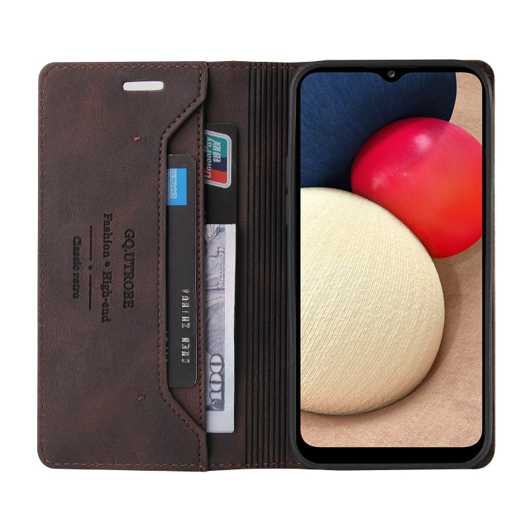 For Samsung Galaxy A02s EU Edition Skin Feel Anti-theft Brush Horizontal Flip Leather Case with Holder & Card Slots & Wallet