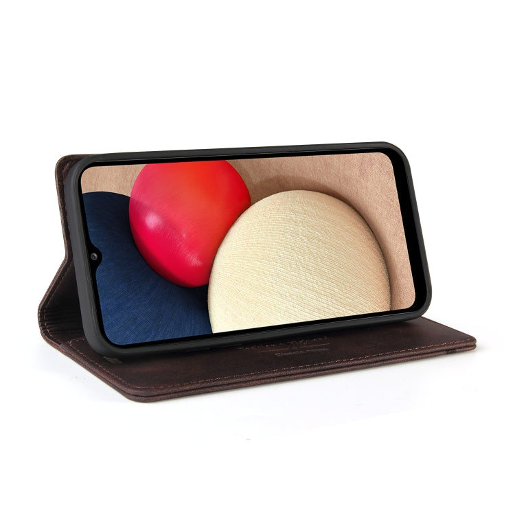 For Samsung Galaxy A02s EU Edition Skin Feel Anti-theft Brush Horizontal Flip Leather Case with Holder & Card Slots & Wallet