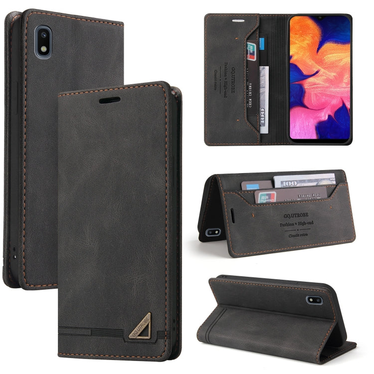 For Samsung Galaxy A10 Skin Feel Anti-theft Brush Horizontal Flip Leather Case with Holder & Card Slots & Wallet