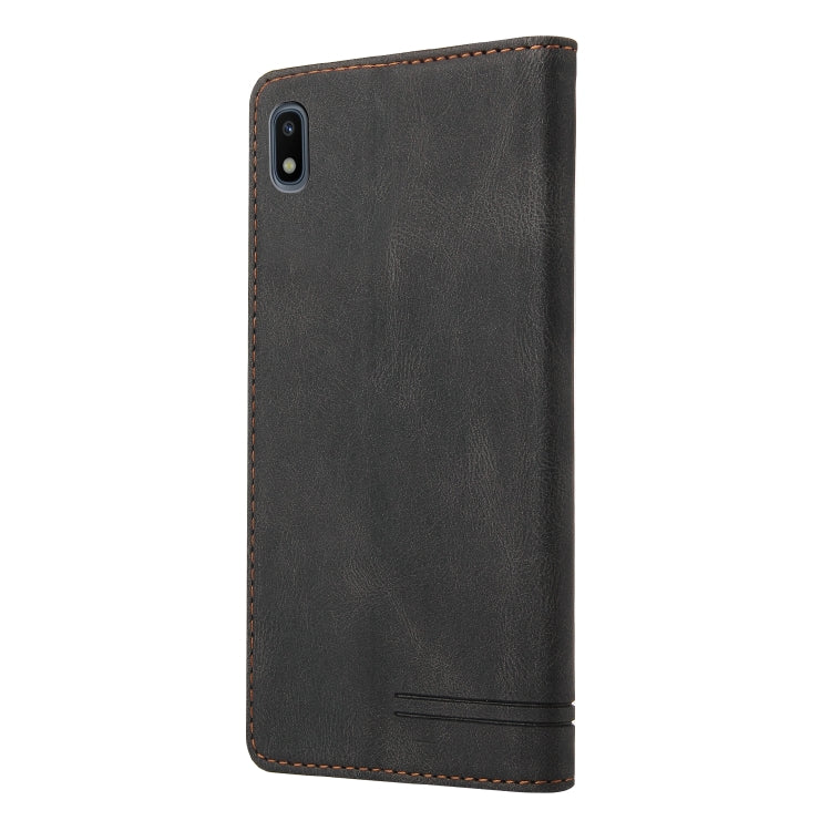For Samsung Galaxy A10 Skin Feel Anti-theft Brush Horizontal Flip Leather Case with Holder & Card Slots & Wallet