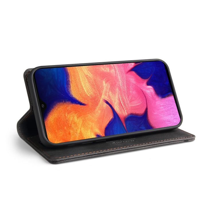 For Samsung Galaxy A10 Skin Feel Anti-theft Brush Horizontal Flip Leather Case with Holder & Card Slots & Wallet