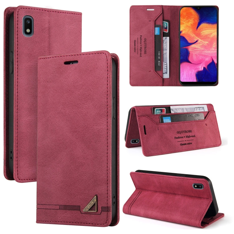 For Samsung Galaxy A10 Skin Feel Anti-theft Brush Horizontal Flip Leather Case with Holder & Card Slots & Wallet