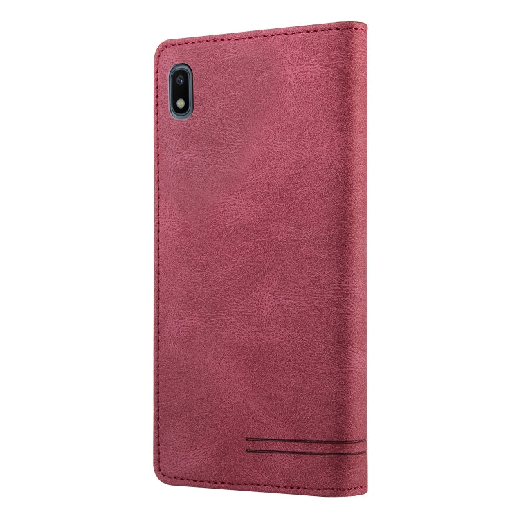 For Samsung Galaxy A10 Skin Feel Anti-theft Brush Horizontal Flip Leather Case with Holder & Card Slots & Wallet