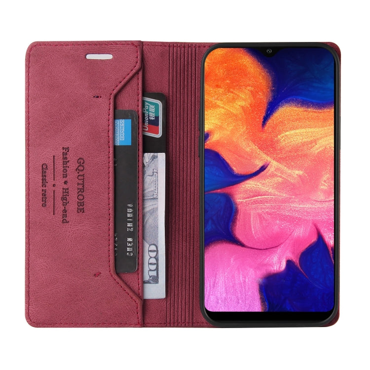 For Samsung Galaxy A10 Skin Feel Anti-theft Brush Horizontal Flip Leather Case with Holder & Card Slots & Wallet