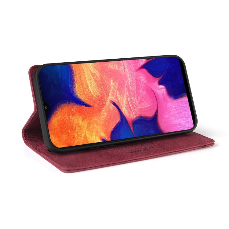 For Samsung Galaxy A10 Skin Feel Anti-theft Brush Horizontal Flip Leather Case with Holder & Card Slots & Wallet