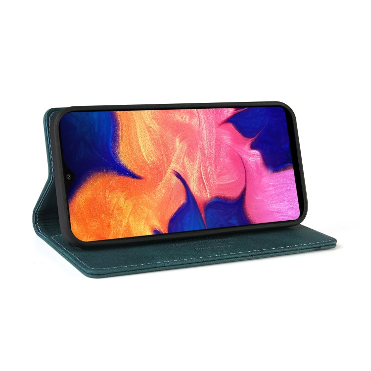 For Samsung Galaxy A10 Skin Feel Anti-theft Brush Horizontal Flip Leather Case with Holder & Card Slots & Wallet